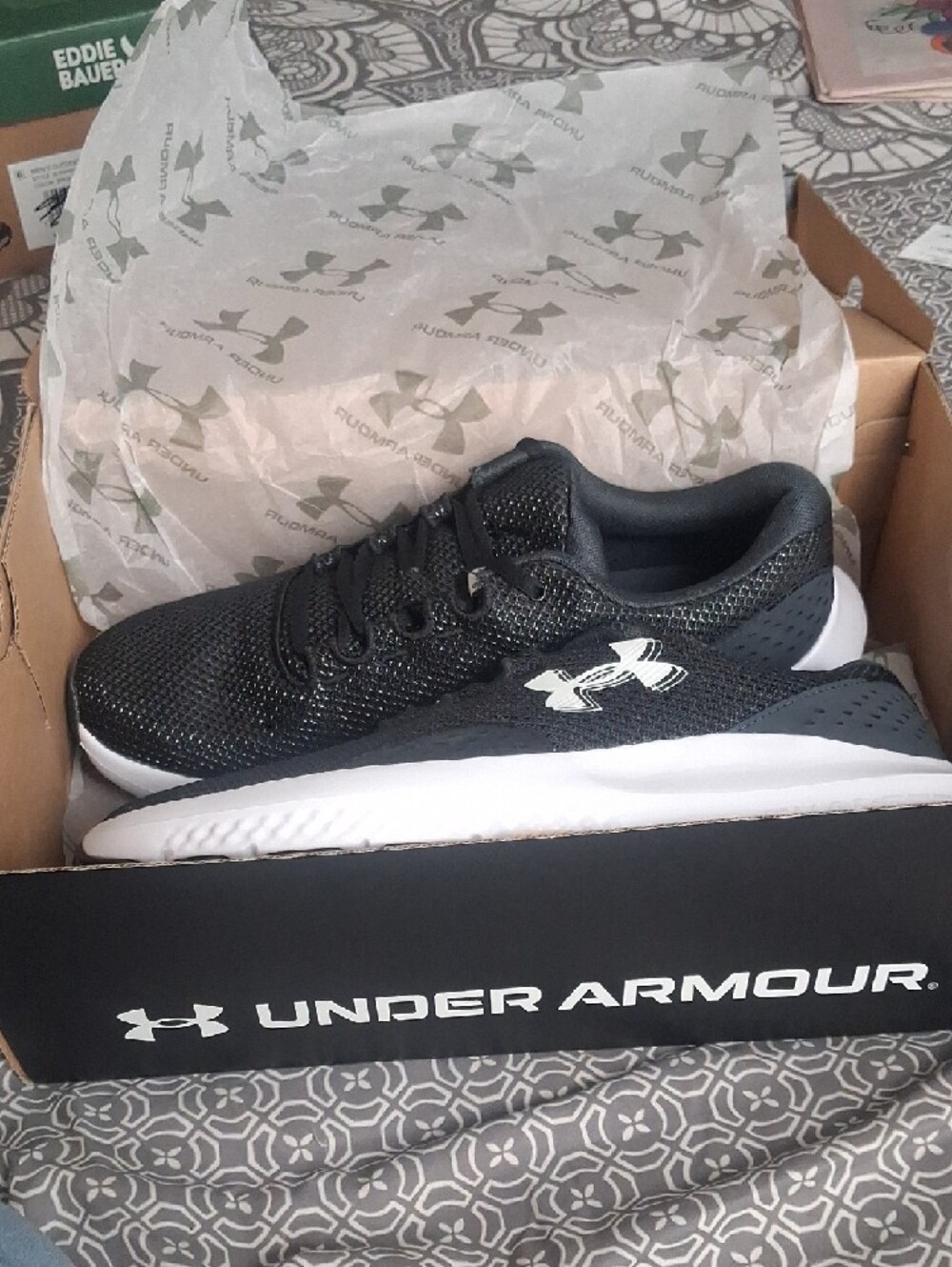 NWT and In Box Under Armour "Surge Charged" Black N White Athletic Mesh Shoes - Picture 9 of 9
